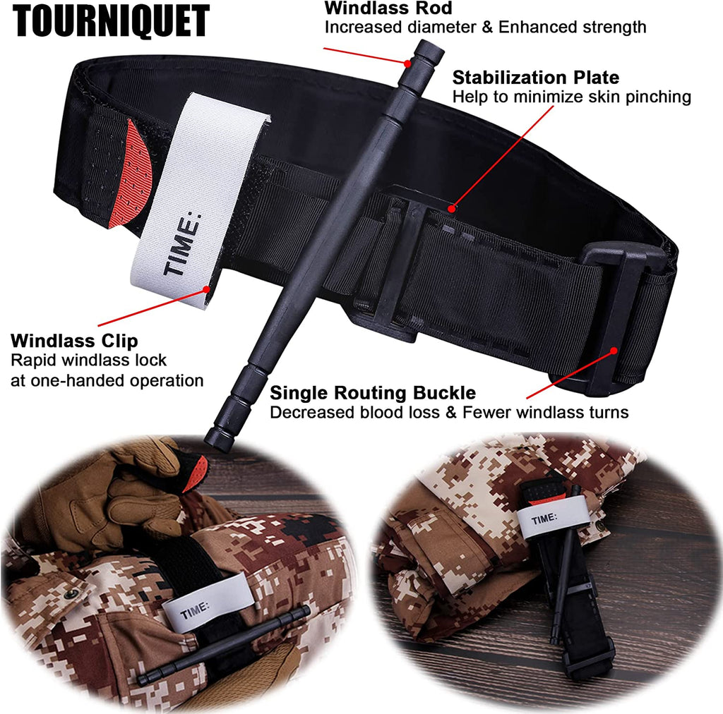 GRULLIN MOLLE IFAK Trauma Kit,Tactical First Aid Kit,Emergency EMT MedKit for Car Travel Adventure Kayak Camp Hunt,Tourniquet Bandage Bleed Control Kit