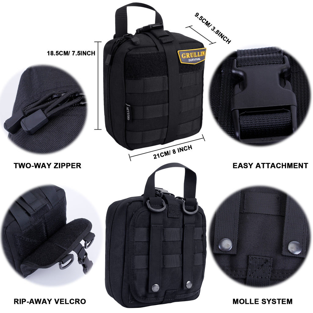 GRULLIN IFAK Trauma First Aid Kit, Tactical Molle Military Emergency Set