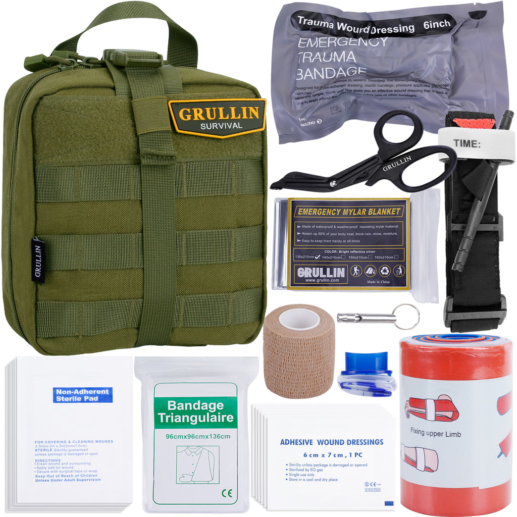 GRULLIN IFAK Trauma First Aid Kit, Tactical Molle Military Emergency Set