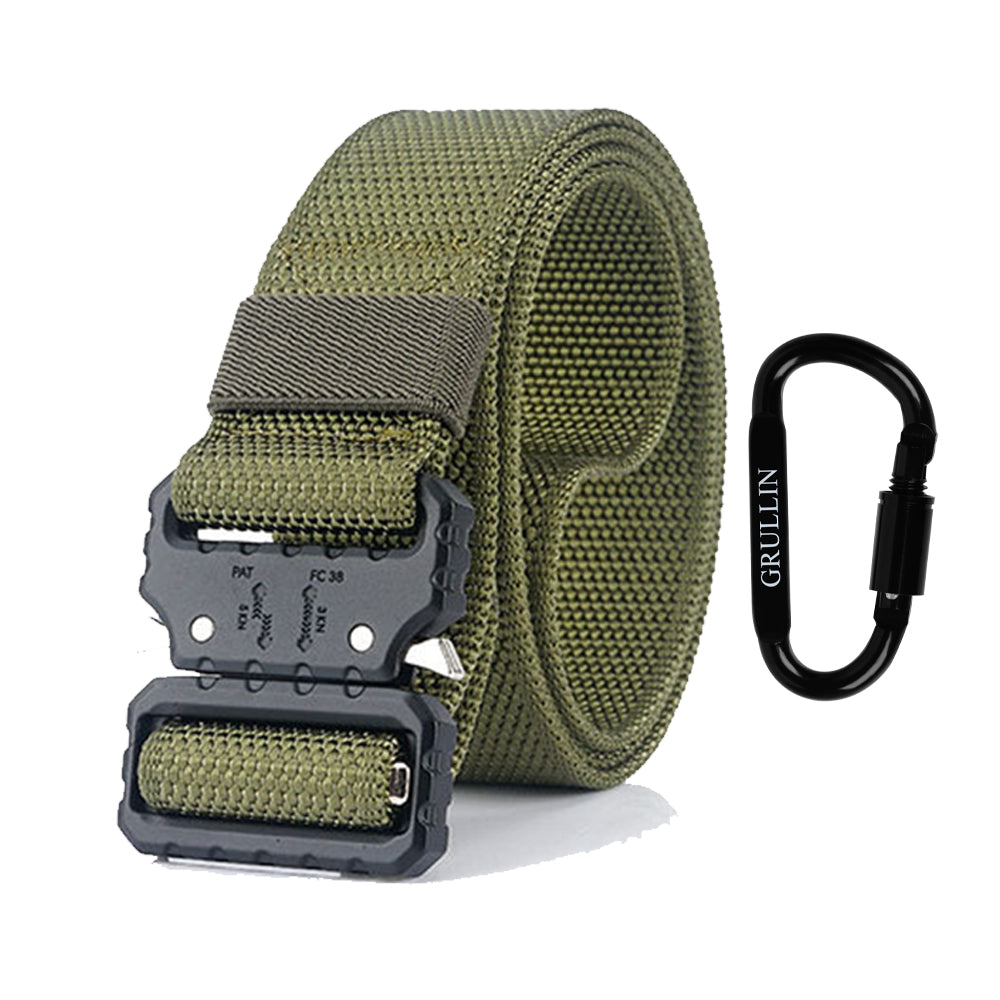 GRULLIN Tactical Nylon Belt | Quick Release Military Style Riggers Web Waist Belt  Heavy Duty Metal Buckle