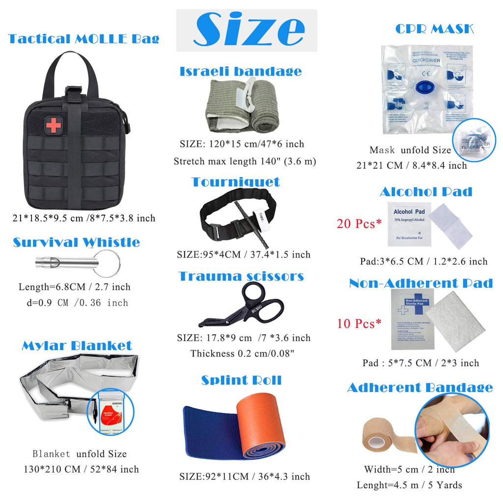 TOUROAM Tactical Emergency First Aid Kit | MOLLE Admin Pouch  EMT Survival Trauma Kit