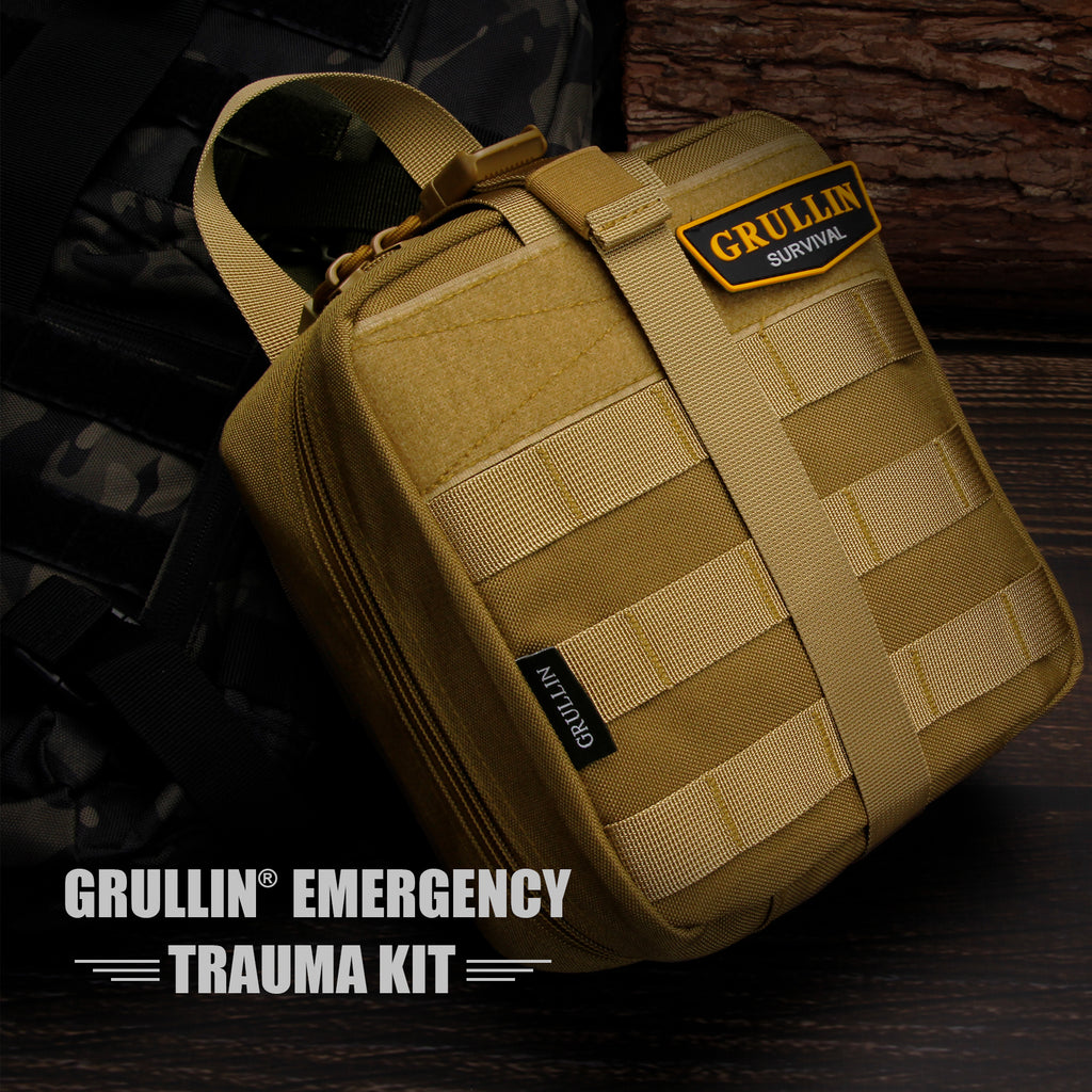 GRULLIN IFAK Trauma First Aid Kit, Tactical Molle Military Emergency Set